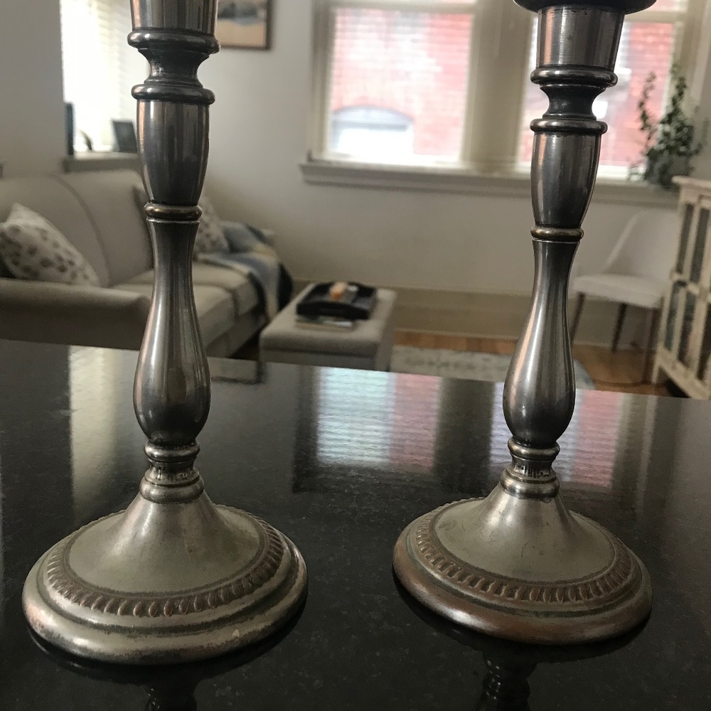 Antique Pewter candlesticks